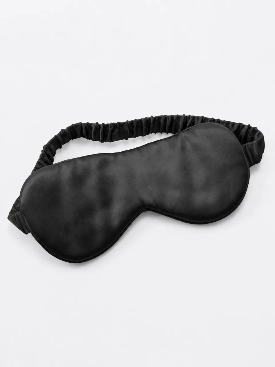 Contoured Mulberry Silk Sleep Mask in Black — sleep mask front view