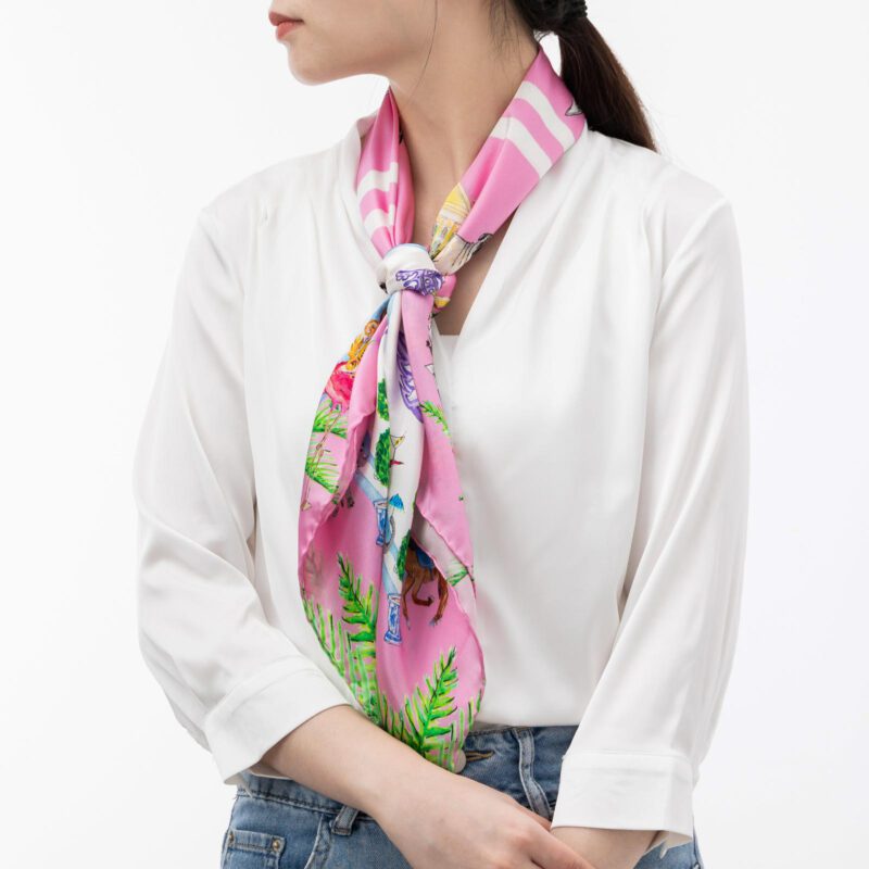 Animal Home Badge And Wine Glass Printed Square Scarves
