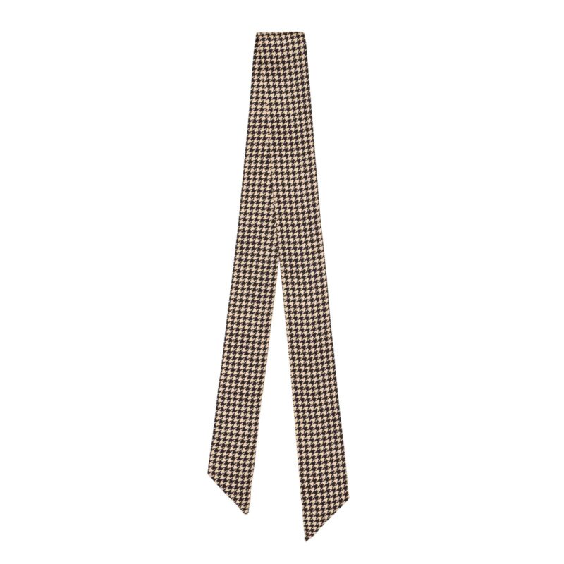 British Style Check Twill Silk Ribbon Scarf
