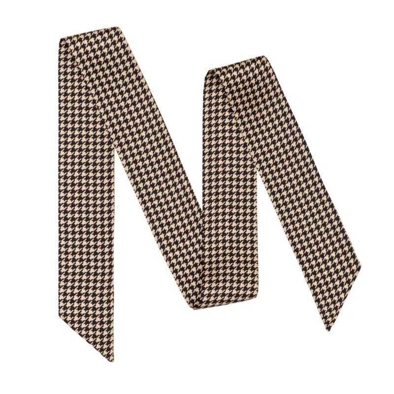 British Style Check Twill Silk Ribbon Scarf