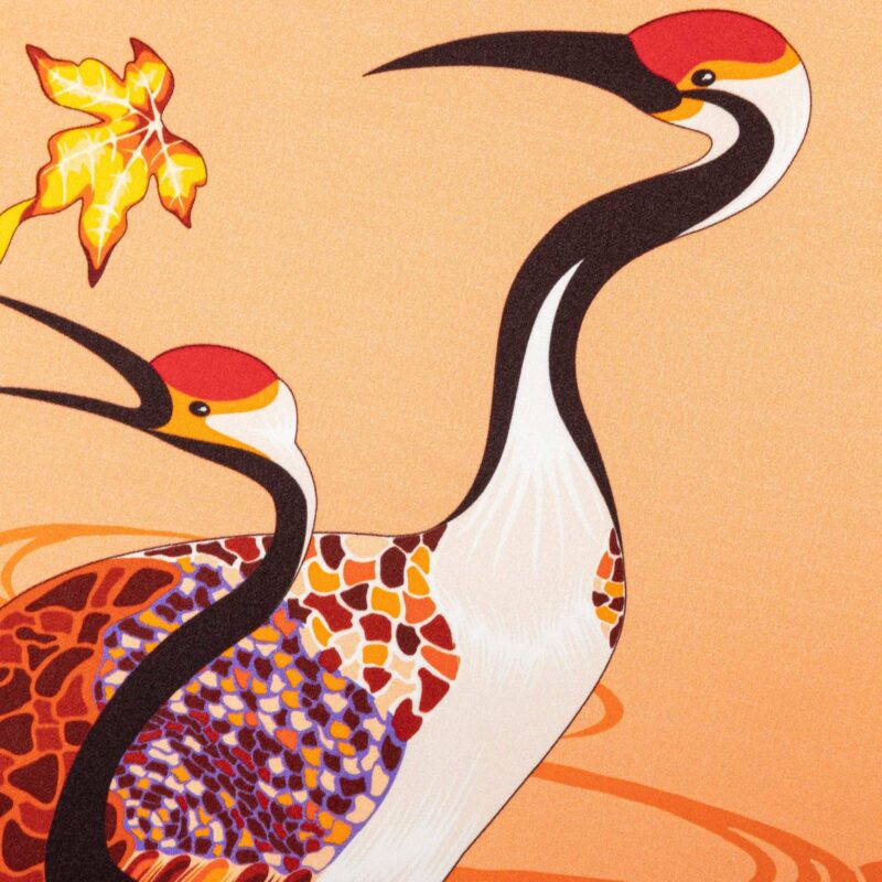 Square Silk Scarf Double Crane in Flower
