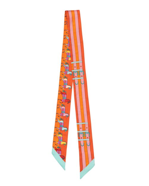 Horse Draped Twill Silk Ribbon Scarf