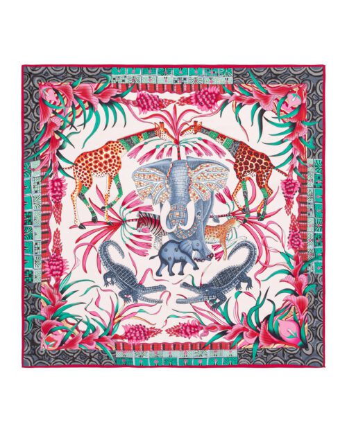 Bandana-Schal aus Seide "Sambesi Festival" - rosa