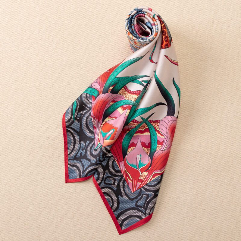 “Zambezi Festival” Silk Bandana Scarf-Blush pink