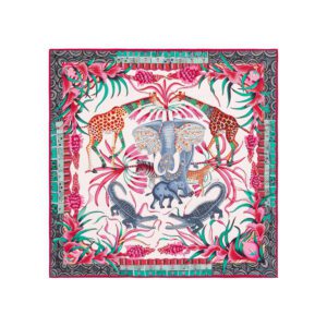“Zambezi Festival” Silk Bandana Scarf-Blush pink