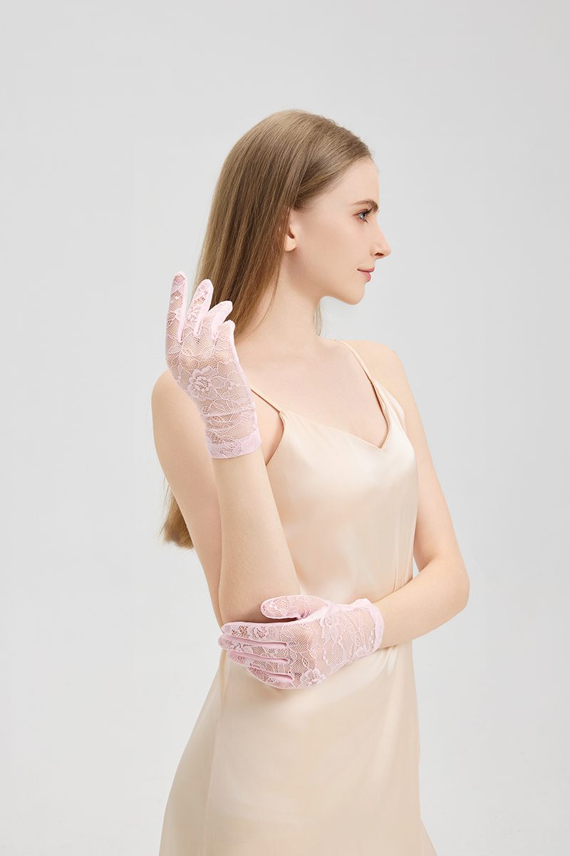 Wrist-Length Lace Gloves for Women